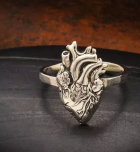 Sterling Silver Anatomical Heart ring