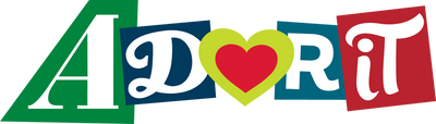 Adorit Boutique logo: cut-out letters with a yellow-green heart