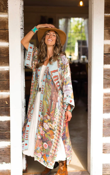 Market of Stars - Opera/Duster Length Belted Kimono