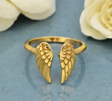Gold angel wing ring