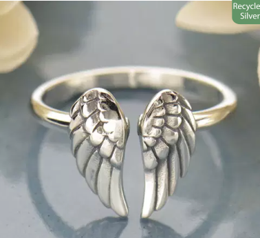 Silver angle wing ring