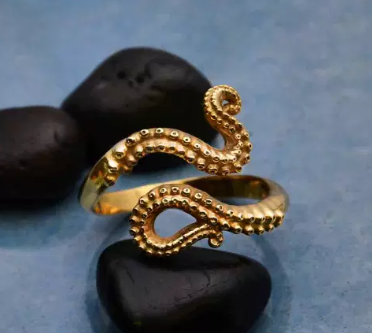 Gold tentacle ring