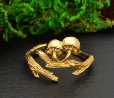 Gold mushroom branch ring