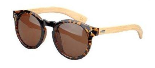 Kuma Bamboo Sunglasses Small Cat Eye with Top Bar and Flat Lens Gold